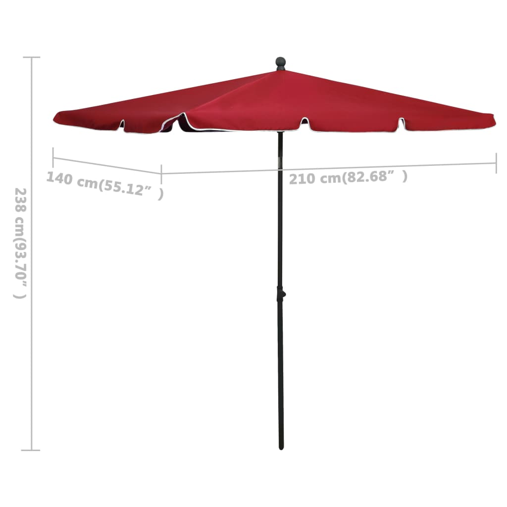Garden Parasol with Pole 210x140 cm Bordeaux Red