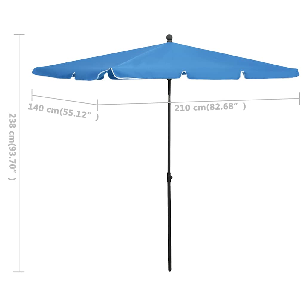 315550 vidaXL Garden Parasol with Pole 210x140 cm Azure Blue