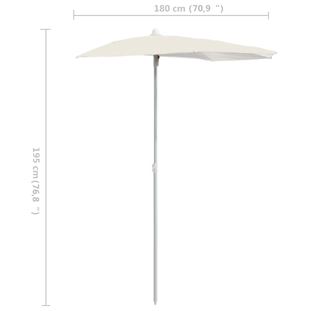 Garden Half Parasol with Pole 180x90 cm Sand