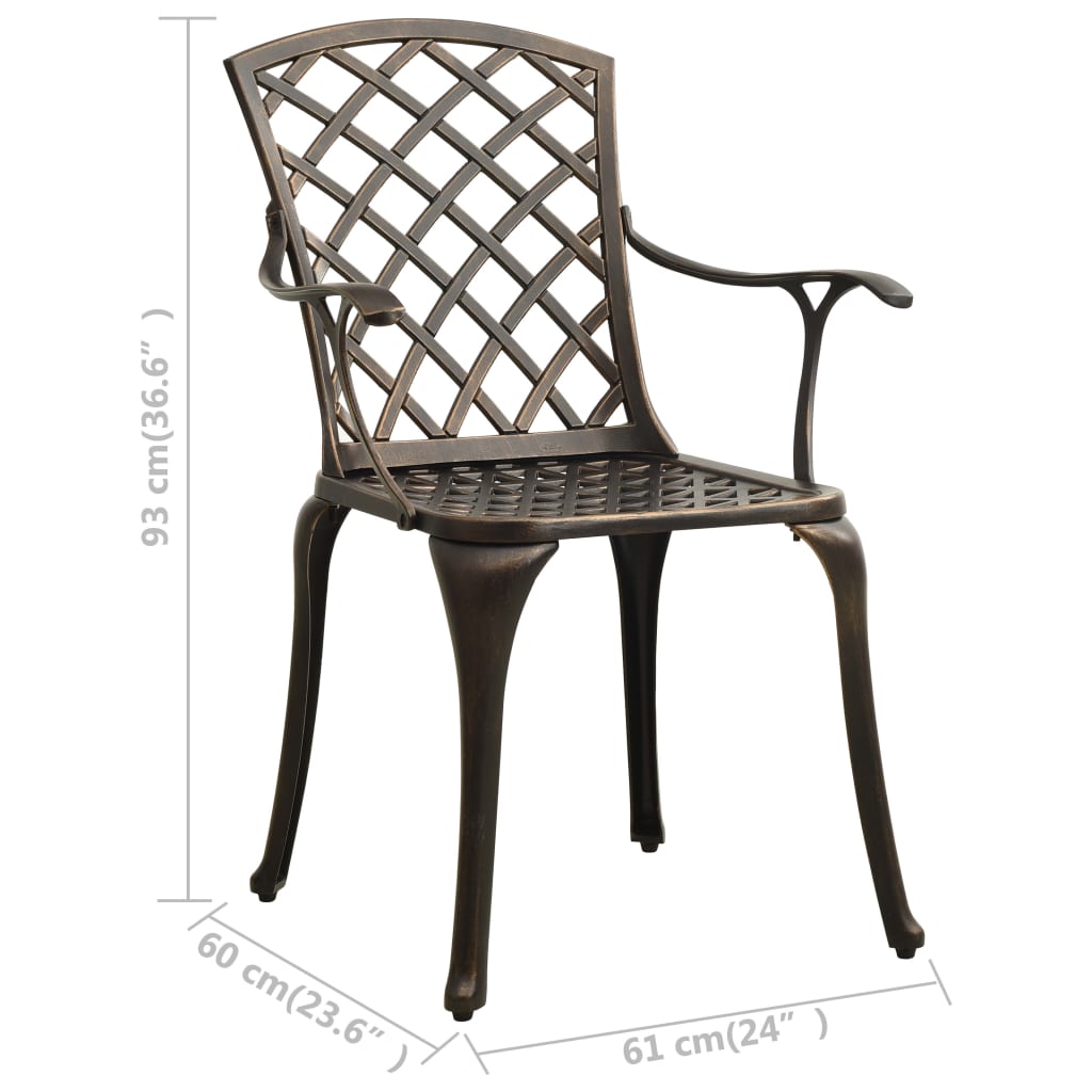 Garden Chair | Set of 2 | Bronze | Cast Aluminium | Standard | Durable