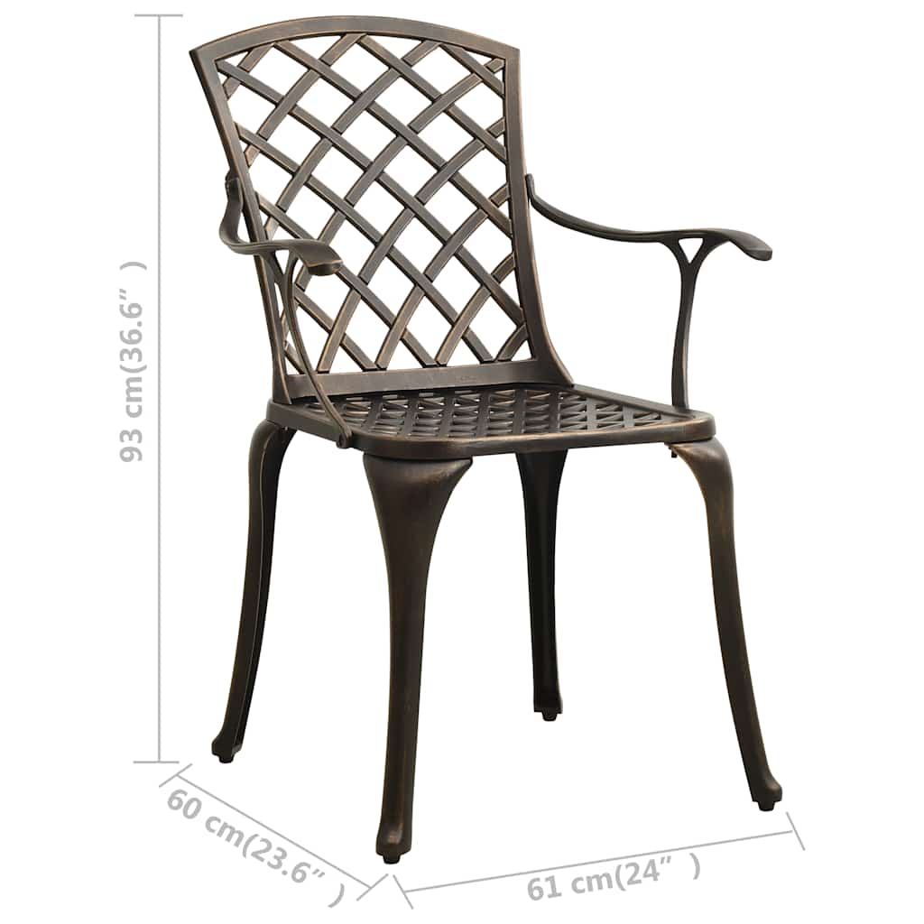 Garden Chair | Set of 4 | Bronze | Cast Aluminium | Standard | Durable