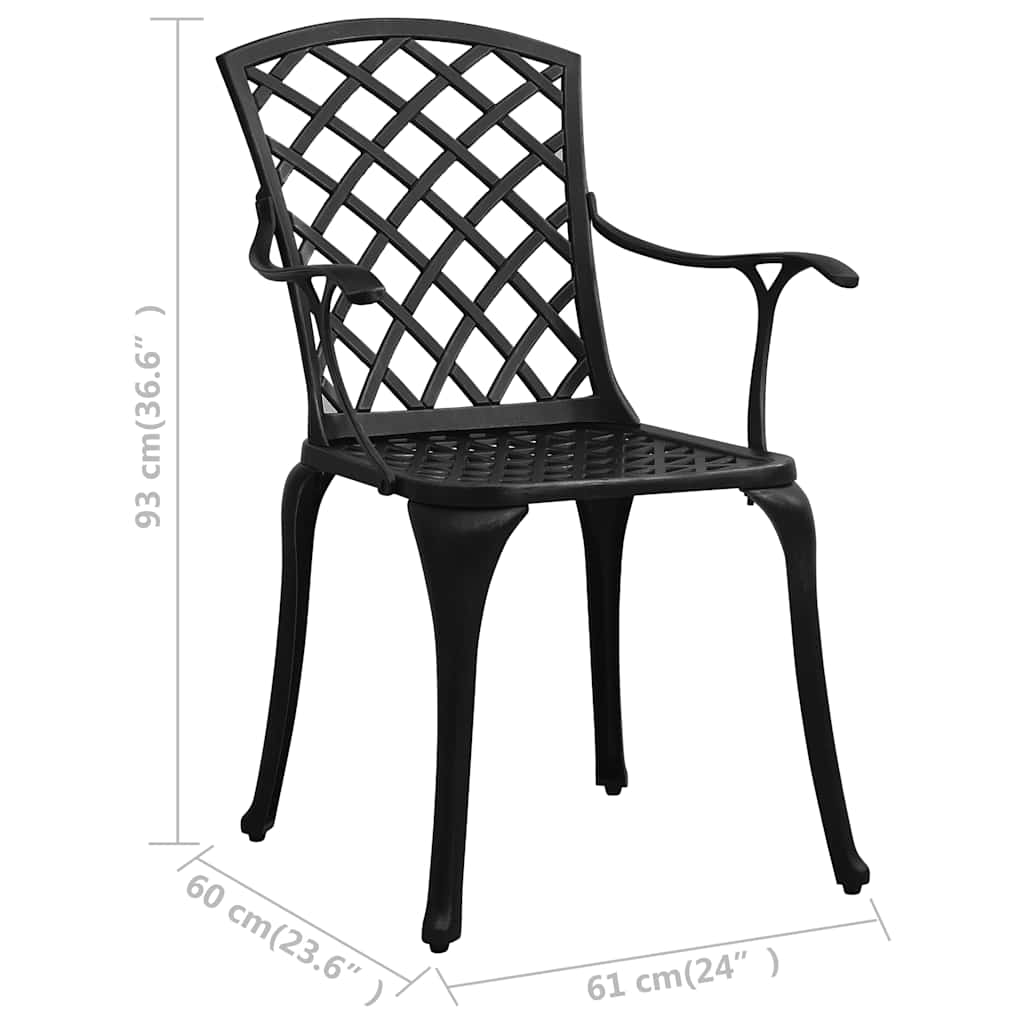 315572 vidaXL Garden Chairs 2 pcs Cast Aluminium Black