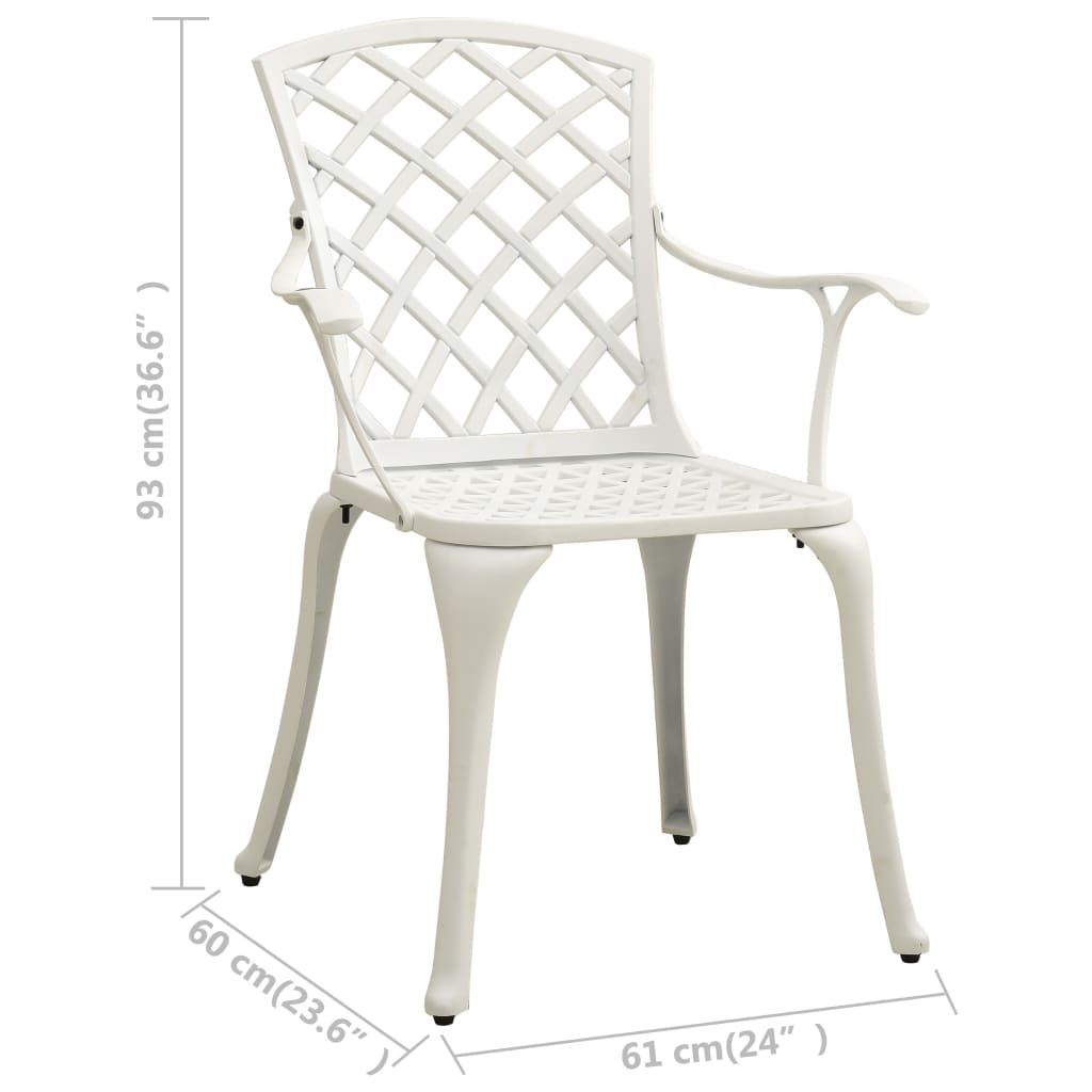 Garden Chair | Set of 2 | White | Cast aluminium | Medium | Durable