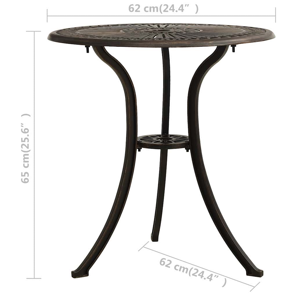 315579 vidaXL Garden Table Bronze 62x62x65 cm Cast Aluminium