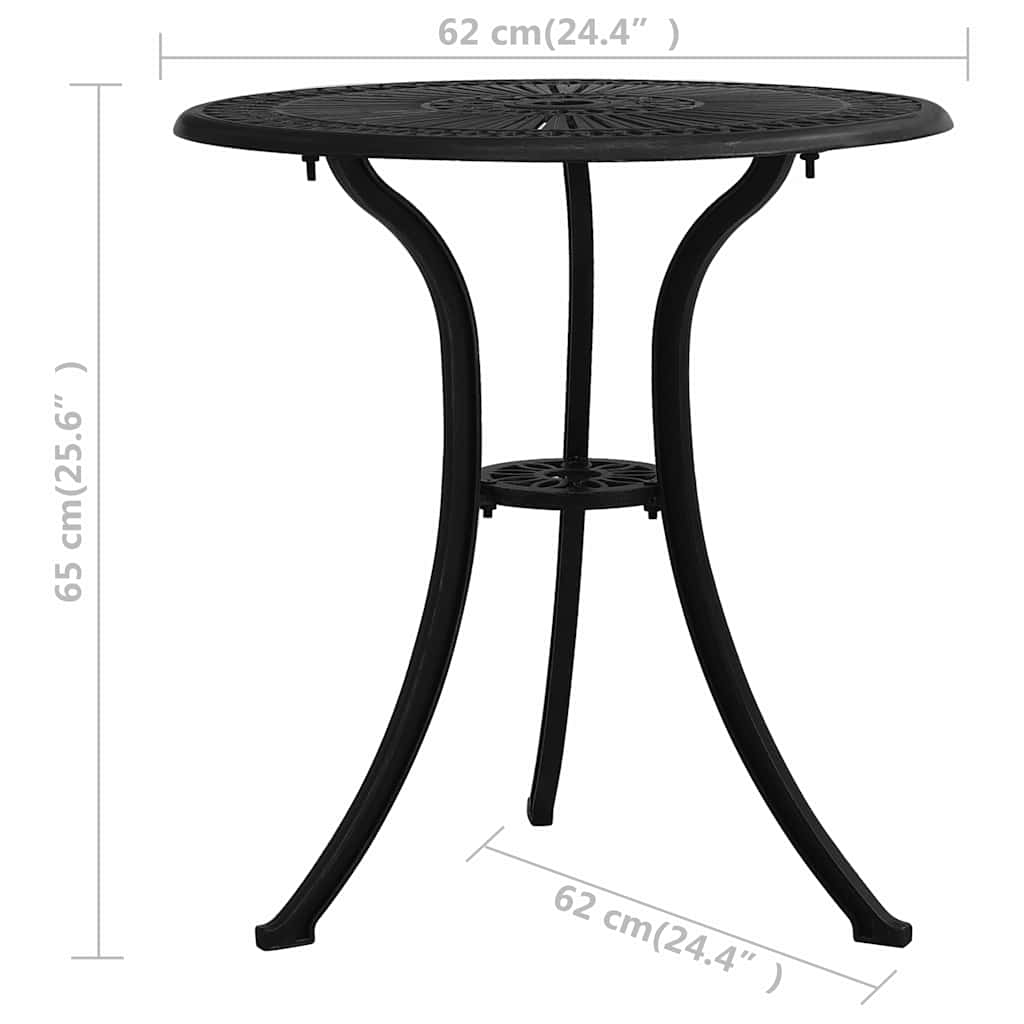 315580 vidaXL Garden Table Black 62x62x65 cm Cast Aluminium