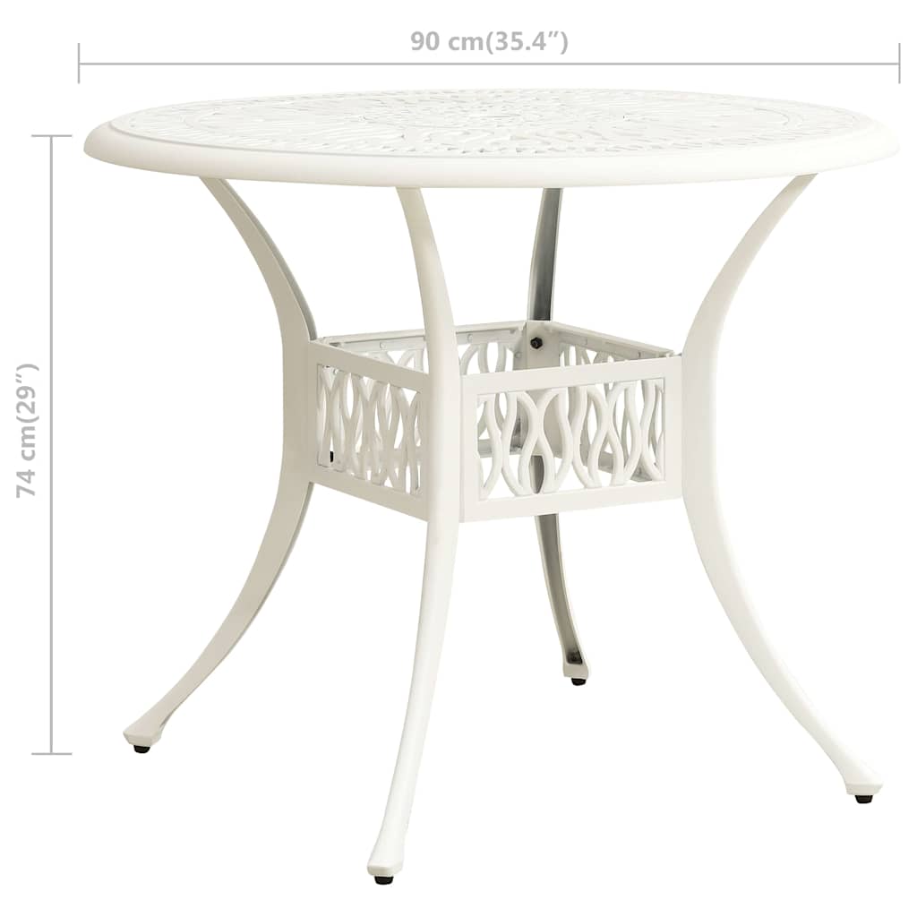 315587 vidaXL Garden Table White 90x90x74 cm Cast Aluminium