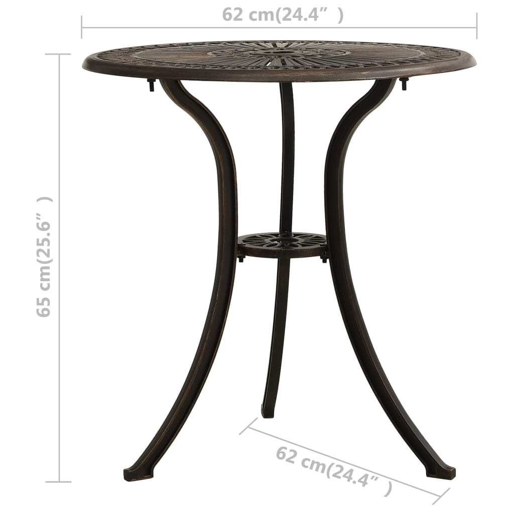 315591 vidaXL 3 Piece Bistro Set Cast Aluminium Bronze