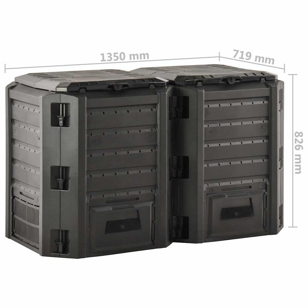 312273 vidaXL Garden Composter Black 800 L