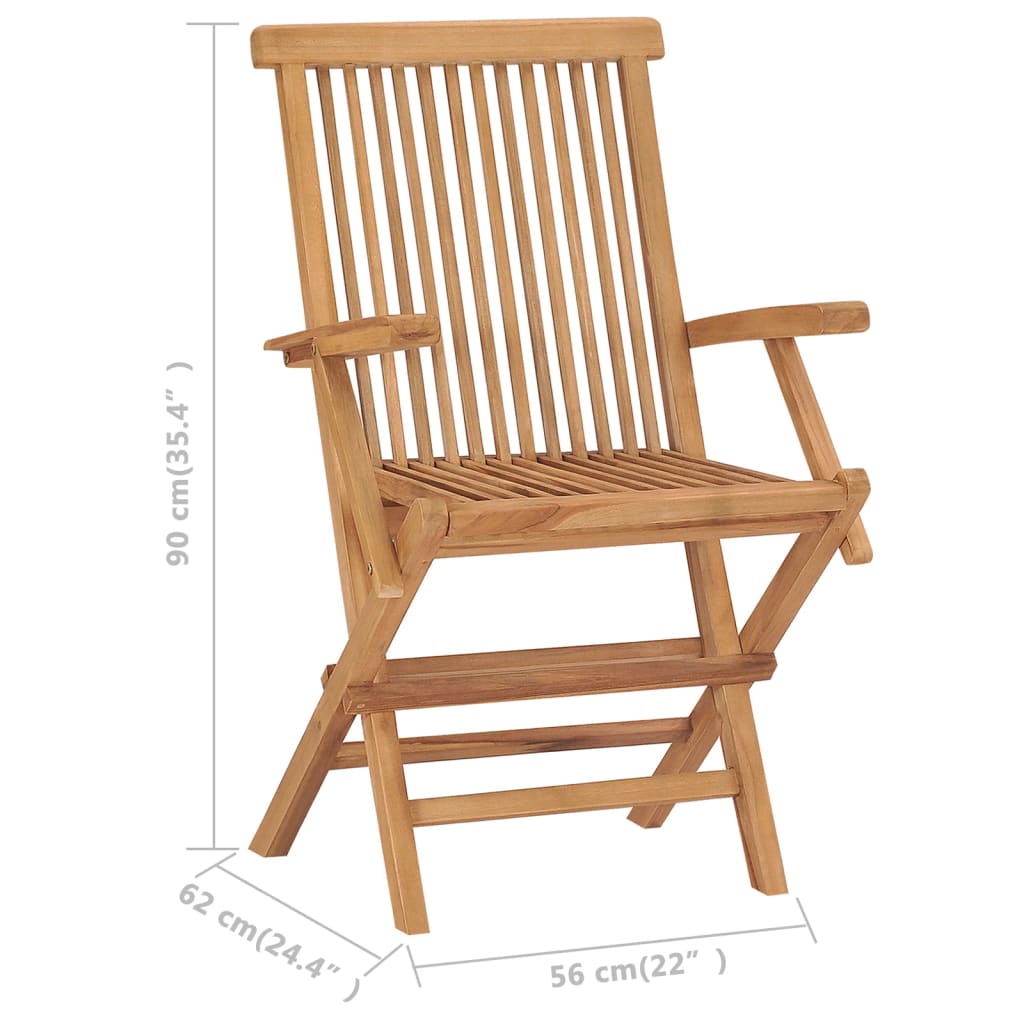 Folding Chairs 3 pcs Solid Teak Wood