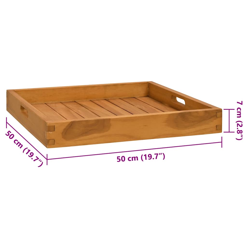 315457 vidaXL Serving Tray 50x50 cm Solid Teak Wood