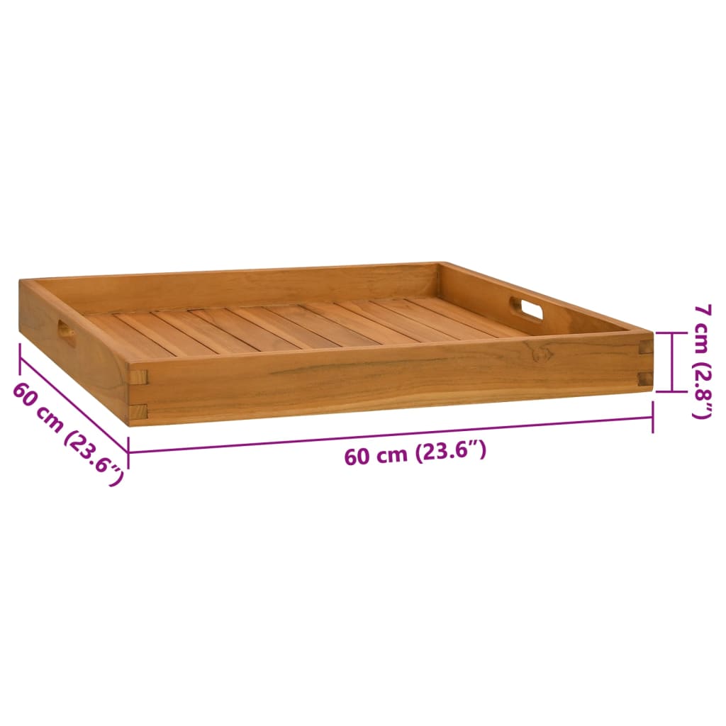 315458 vidaXL Serving Tray 60x60 cm Solid Teak Wood