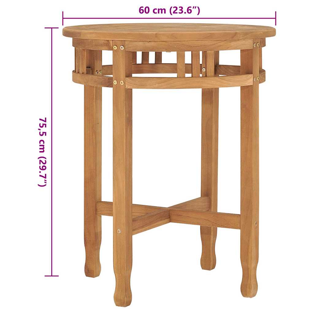 315463 vidaXL Bistro Table Ø60x75,5 cm Solid Teak Wood