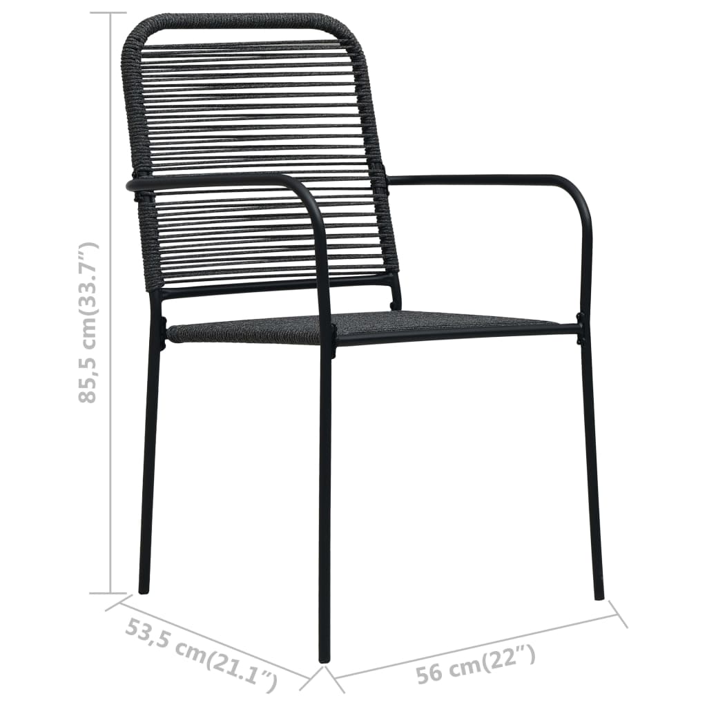 Dining Set | Black | Cotton rope, powder-coated steel, tempered glass