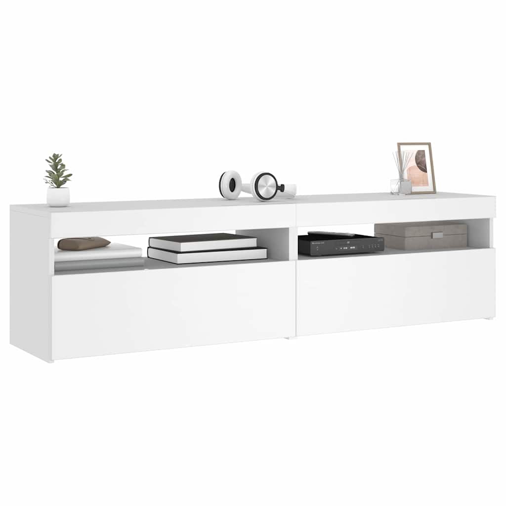 804392 vidaXL 2 Piece TV Cabinet Set with LED Lights White 75x35x40 cm