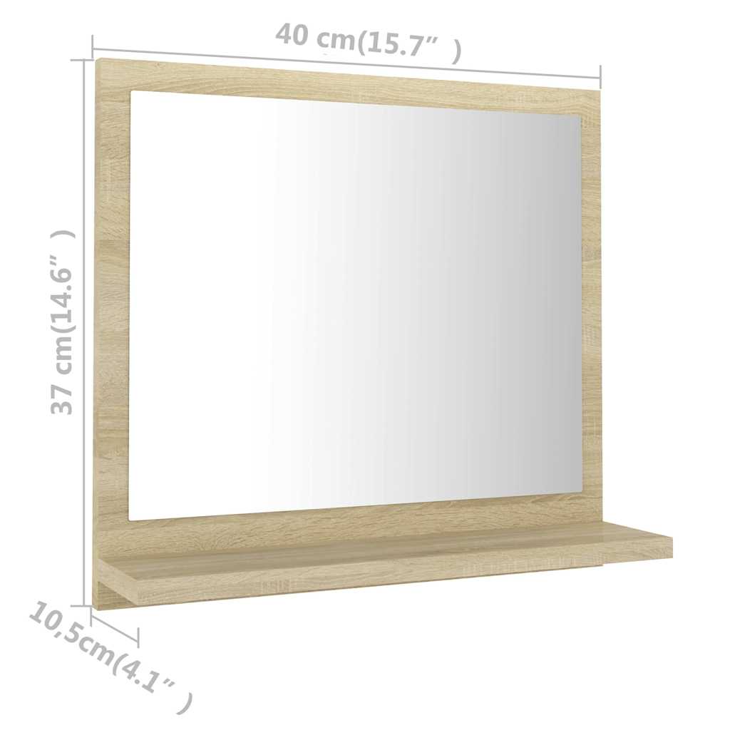 804556 vidaXL Bathroom Mirror Sonoma Oak 40x10,5x37 cm Engineered Wood