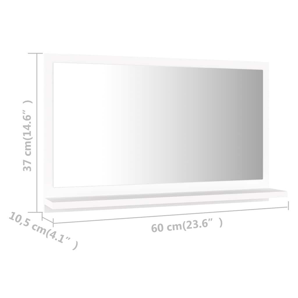 804562 vidaXL Bathroom Mirror White 60x10,5x37 cm Engineered Wood