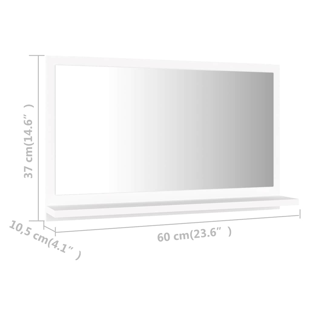 804562 vidaXL Bathroom Mirror White 60x10,5x37 cm Engineered Wood