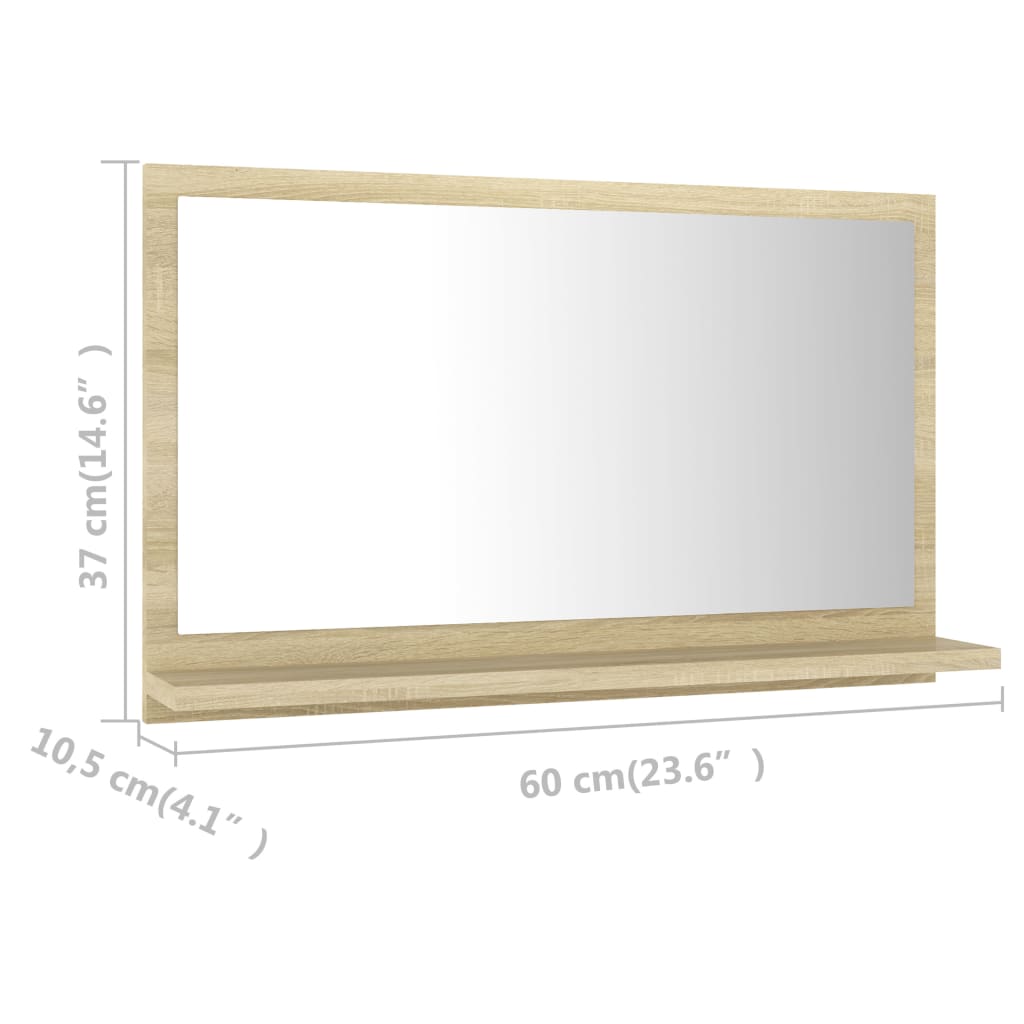 804565 vidaXL Bathroom Mirror Sonoma Oak 60x10,5x37 cm Engineered Wood