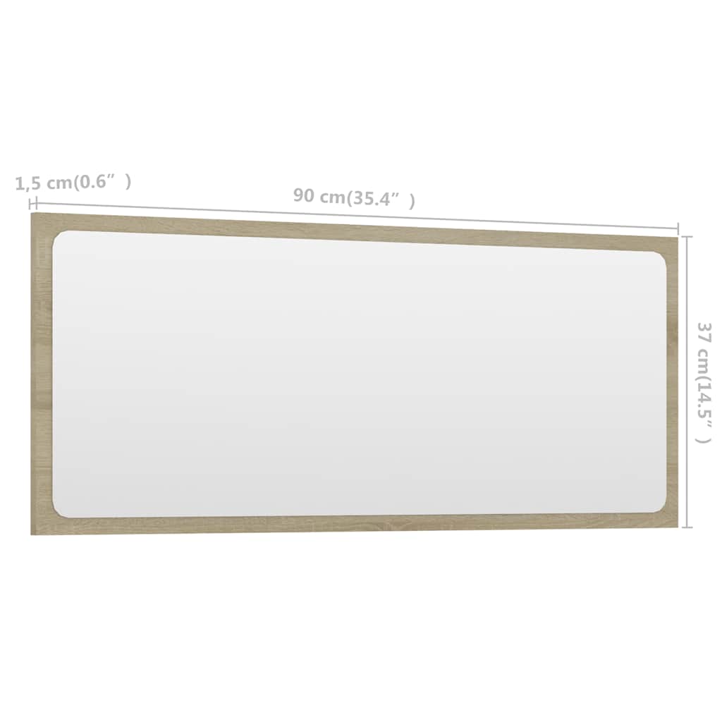 804625 vidaXL Bathroom Mirror Sonoma Oak 90x1,5x37 cm Engineered Wood