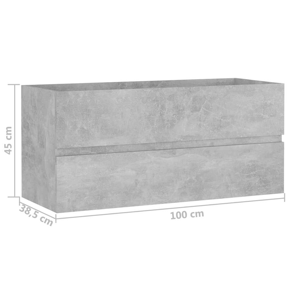 804768 vidaXL Sink Cabinet Concrete Grey 100x38,5x45 cm Engineered Wood