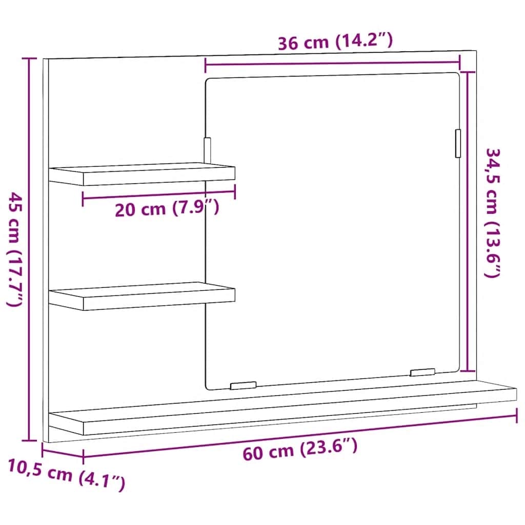 Bathroom Mirror White 60x10.5x45 cm Engineered Wood