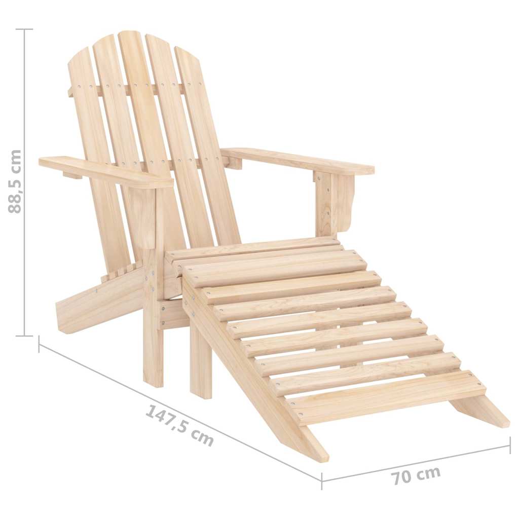 315862 vidaXL Garden Adirondack Chair with Ottoman Solid Fir Wood