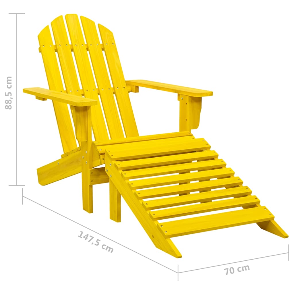 315864 vidaXL Garden Adirondack Chair with Ottoman Solid Fir Wood Yellow