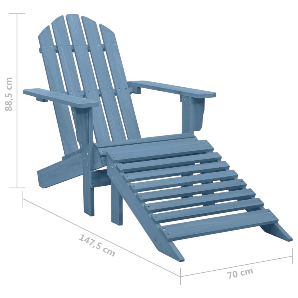 315865 vidaXL Garden Adirondack Chair with Ottoman Solid Fir Wood Blue