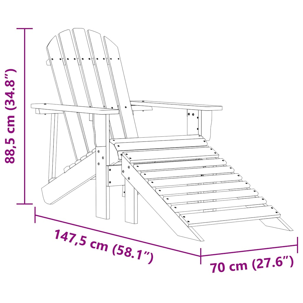 315867 vidaXL Garden Adirondack Chair with Ottoman Solid Fir Wood Pink