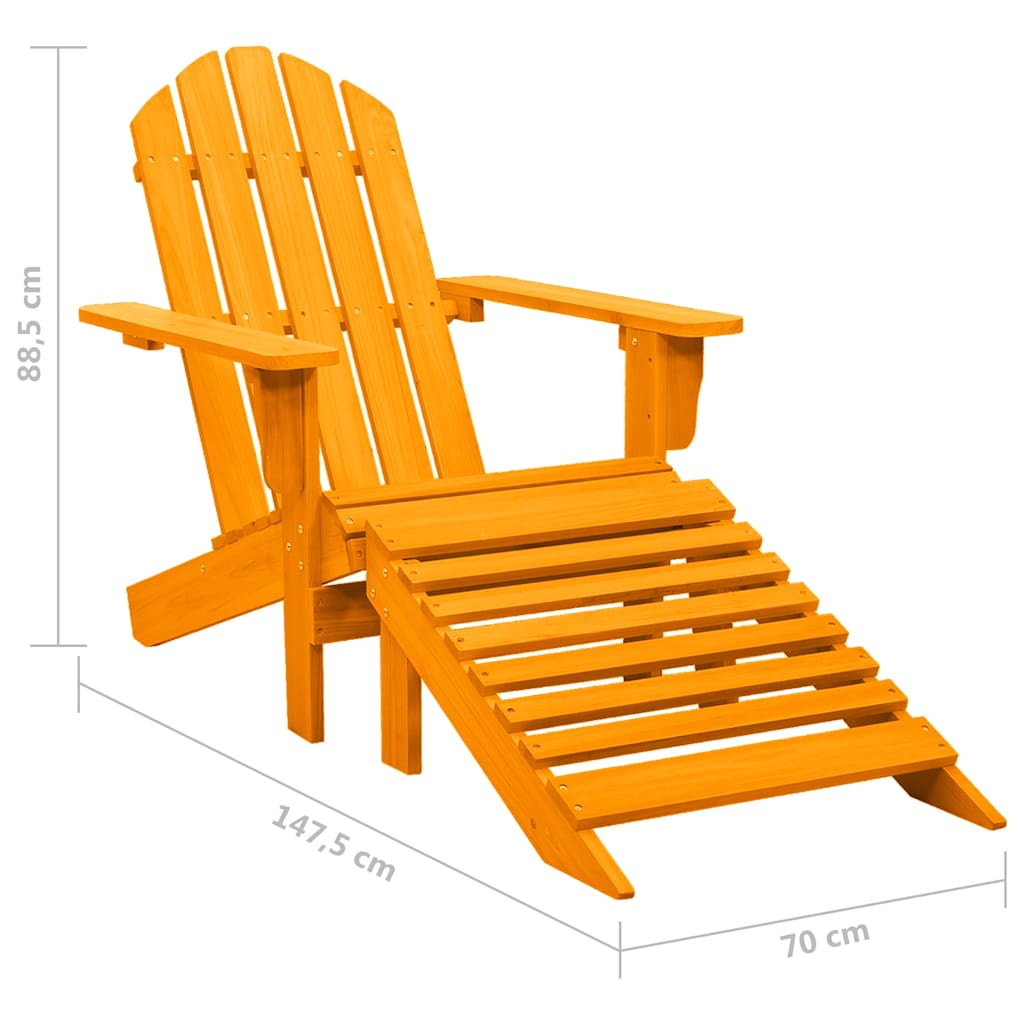 315868 vidaXL Garden Adirondack Chair with Ottoman Solid Fir Wood Orange