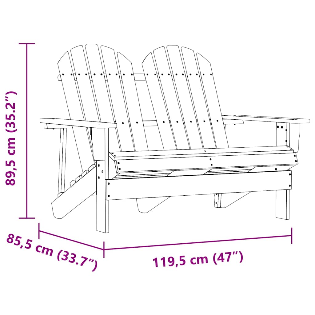315899 vidaXL 2-Seater Garden Adirondack Chair Solid Fir Wood White