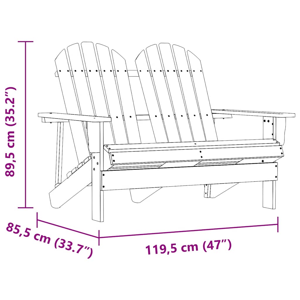 315901 vidaXL 2-Seater Garden Adirondack Chair Solid Fir Wood Brown