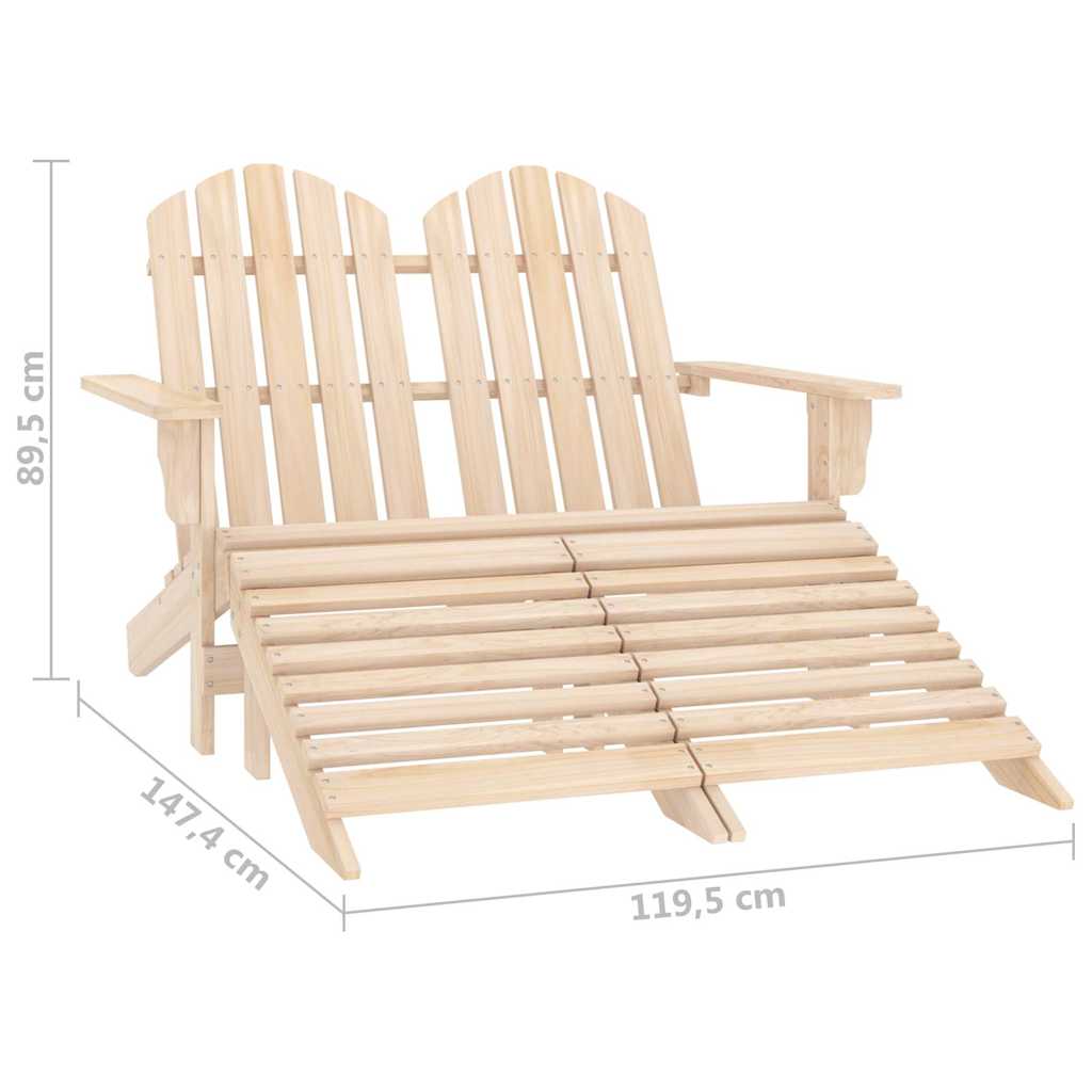 315912 vidaXL 2-Seater Garden Adirondack Chair & Ottoman Fir Wood
