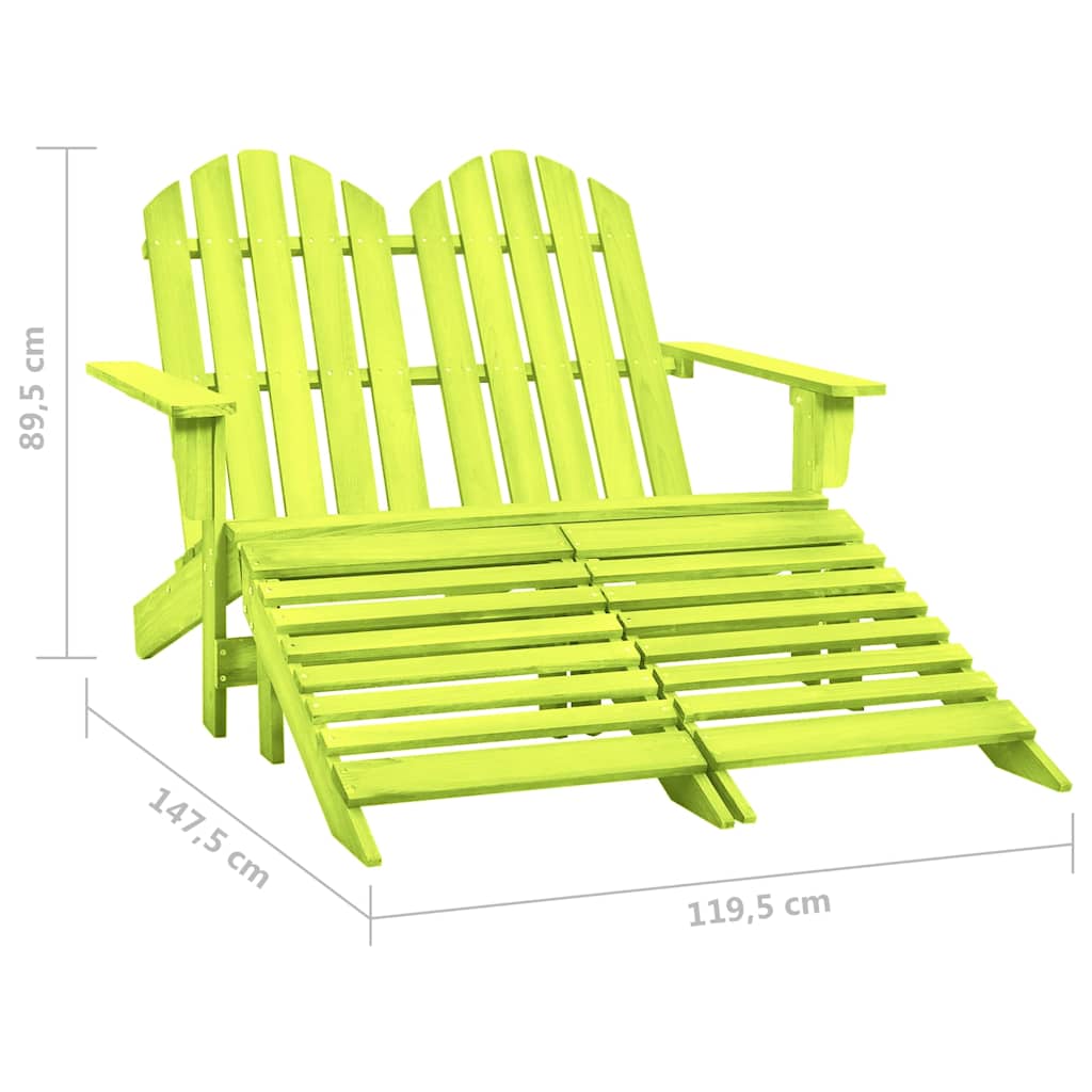 315916 vidaXL 2-Seater Garden Adirondack Chair&Ottoman Fir Wood Green