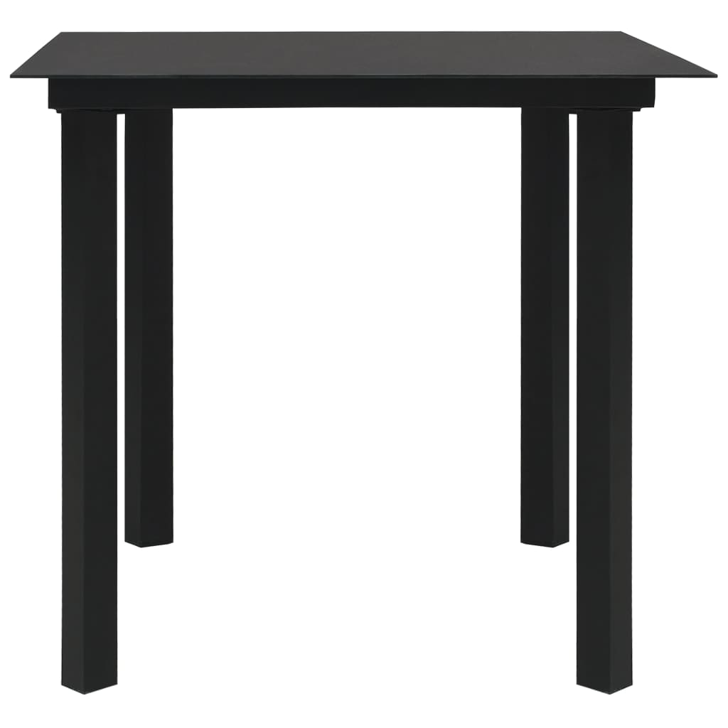 Dining Set | Black | Poly rattan, powder-coated steel, tempered glass