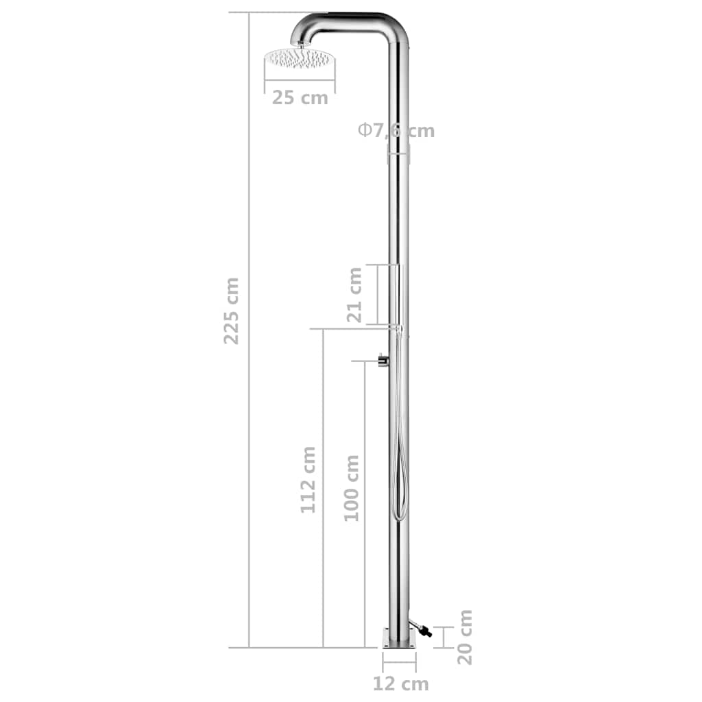 315941 vidaXL Garden Shower 225 cm Stainless Steel