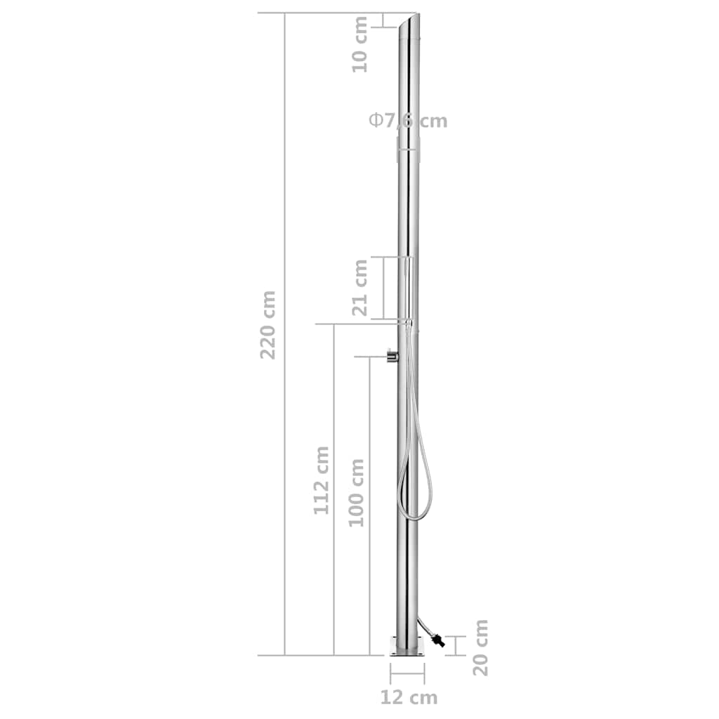 315942 vidaXL Garden Shower 220 cm Stainless Steel