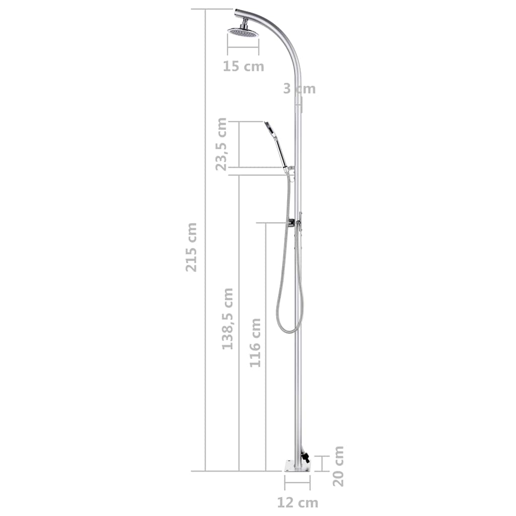 315943 vidaXL Garden Shower 215 cm Aluminium