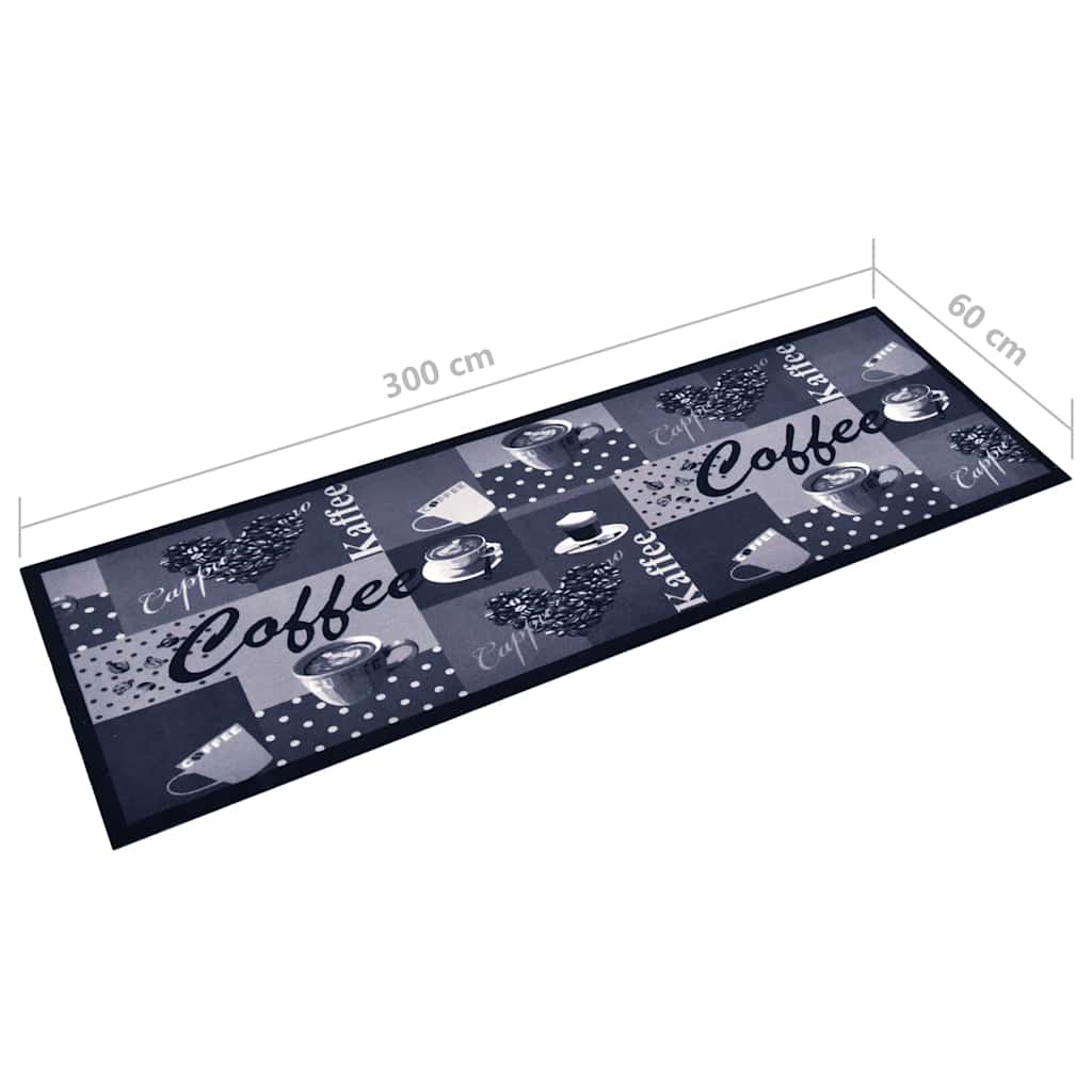 315969 vidaXL Kitchen Carpet Washable Coffee Blue 60x300 cm