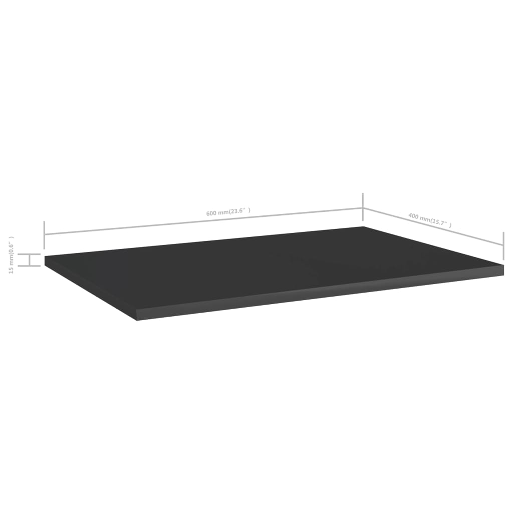 Bookshelf Boards 8 pcs High Gloss Black 60x40x1.5 cm Engineered Wood