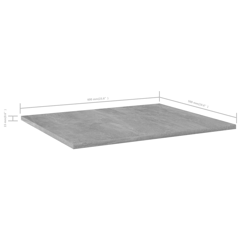 Bookshelf Boards 8 pcs Concrete Grey 60x50x1.5 cm Engineered Wood