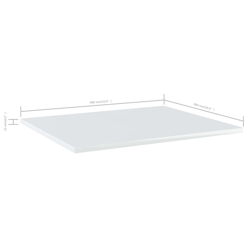 Bookshelf Boards 8 pcs High Gloss White 60x50x1.5 cm Engineered Wood