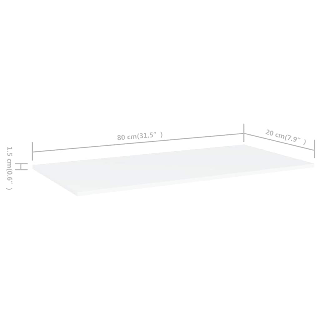 805298 vidaXL Bookshelf Boards 4 pcs White 80x20x1,5 cm Engineered Wood