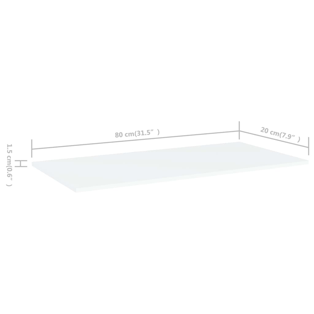 805298 vidaXL Bookshelf Boards 4 pcs White 80x20x1,5 cm Engineered Wood