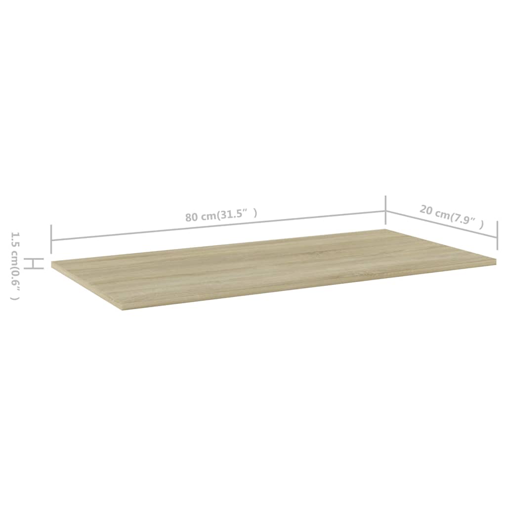 805304 vidaXL Bookshelf Boards 4 pcs Sonoma Oak 80x20x1,5 cm Engineered Wood