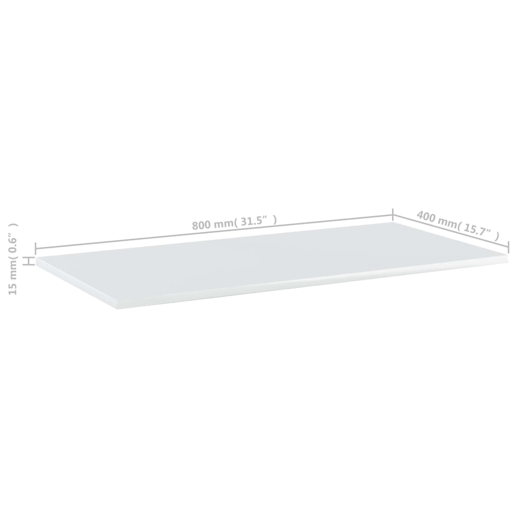 Bookshelf Boards 8 pcs High Gloss White 80x40x1.5 cm Engineered Wood