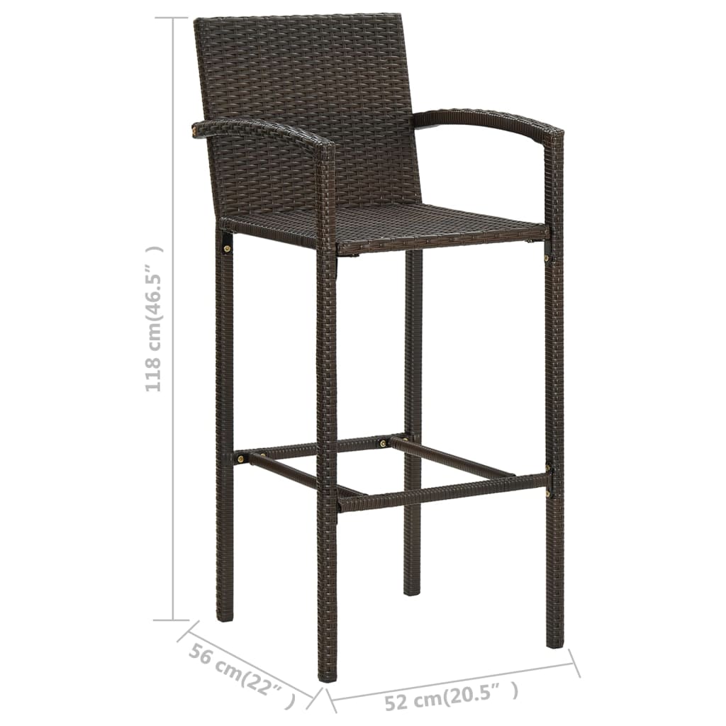 Garden Bar Set | Brown | PE rattan | 5 Piece Set | Footrest
