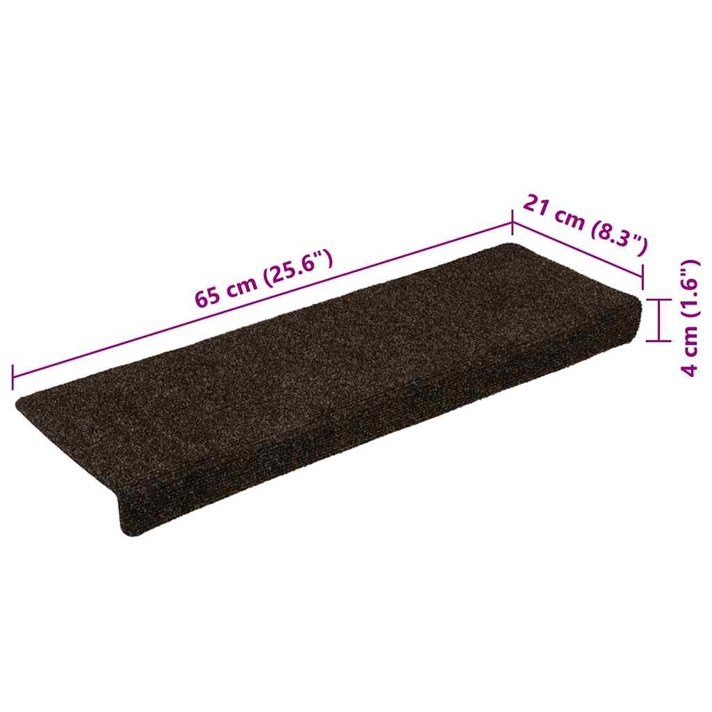 Stair Mats Self-adhesive 15 pcs 65x21x4 cm Dark Brown Rectangular Edge