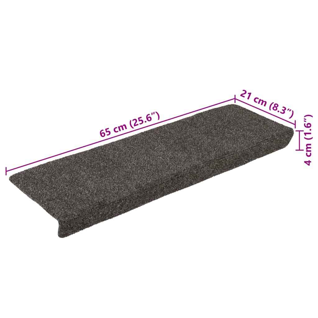 Stair Mats Self-adhesive 15 pcs 65x21x4 cm Anthracite
