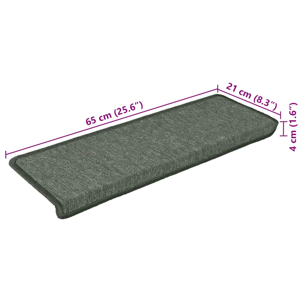Stair Mats 15 pcs 65x21x4 cm Dark Green Rectangular Edge